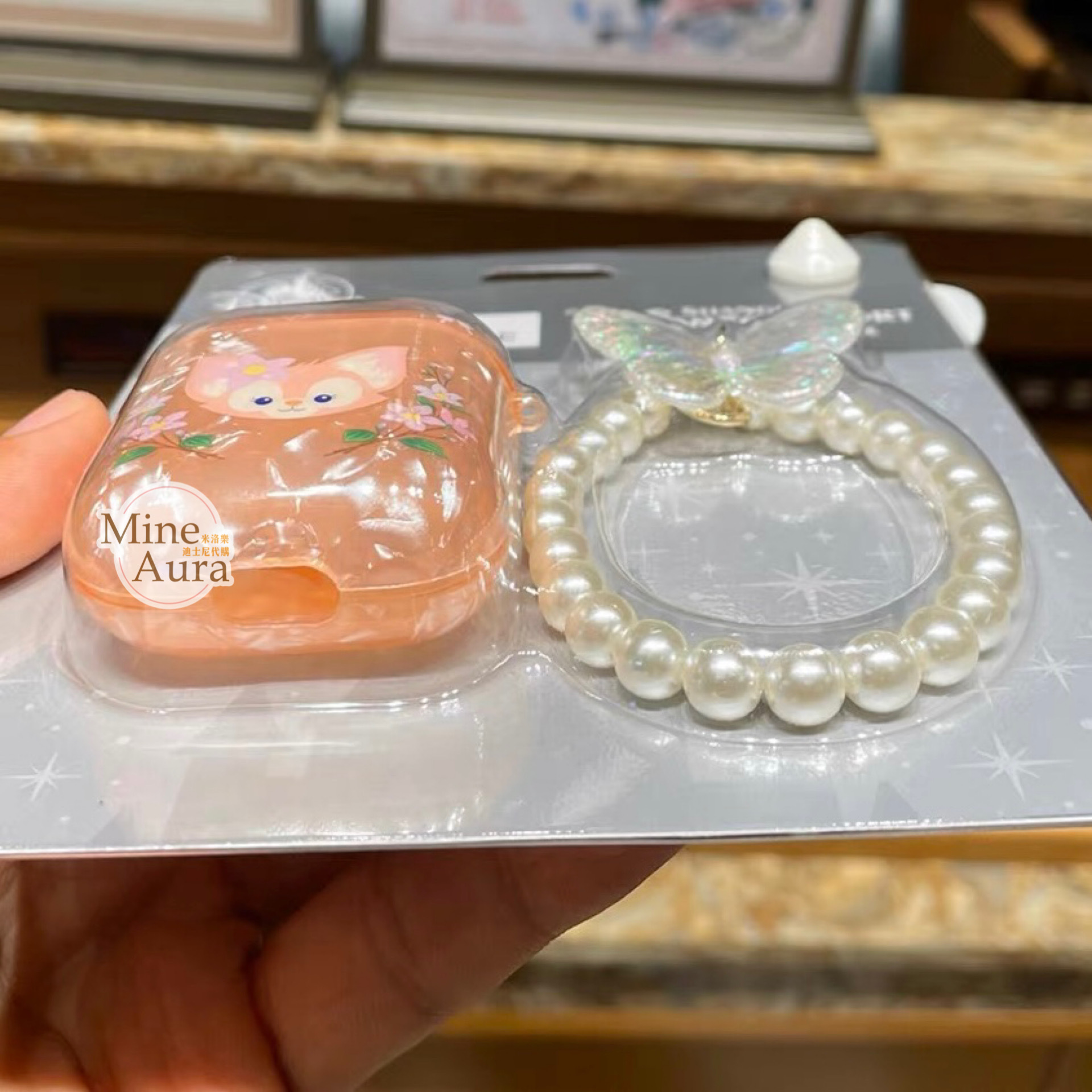 玲娜貝兒 LinaBell 蝴蝶珍珠掛飾 apple AirPods 耳機保護套 -上海迪士尼樂園