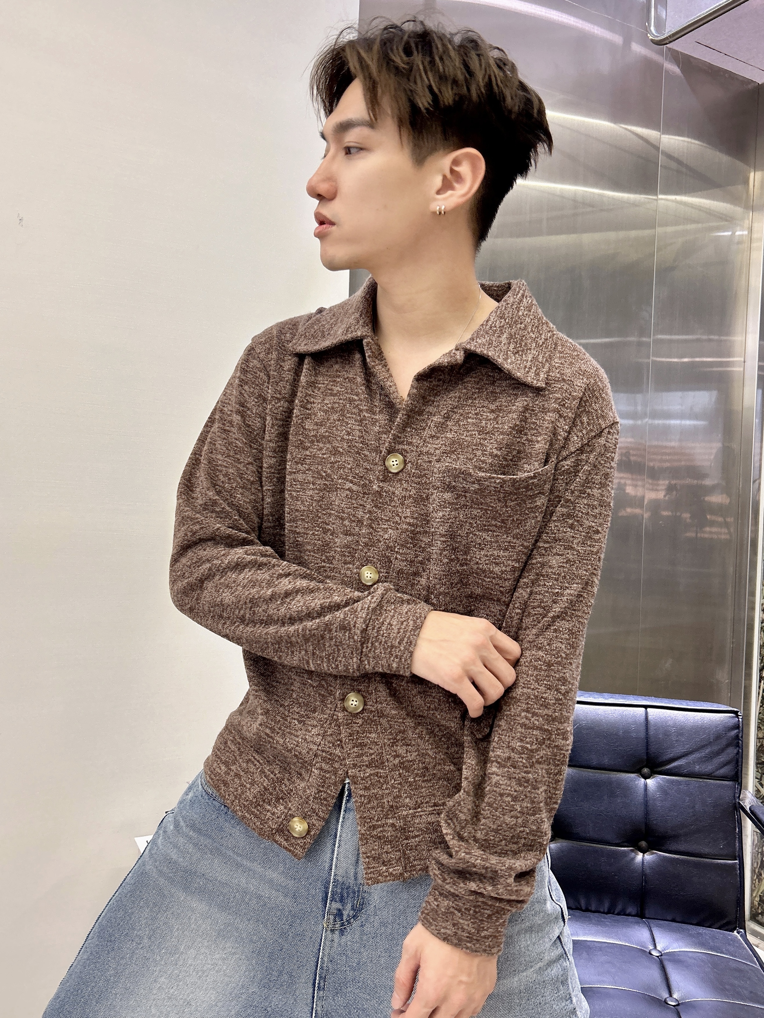 [限量優惠] 特別折扣商品－修身開襟針織上衣one size｜手感超好(棕色賣場）