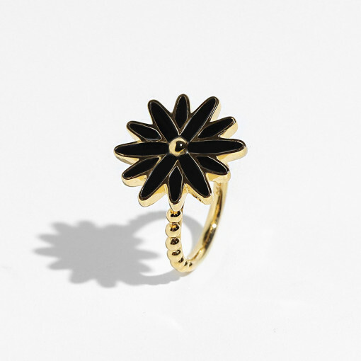 WACKY MARIE MARIE FLOWER RING GOLD (black)
