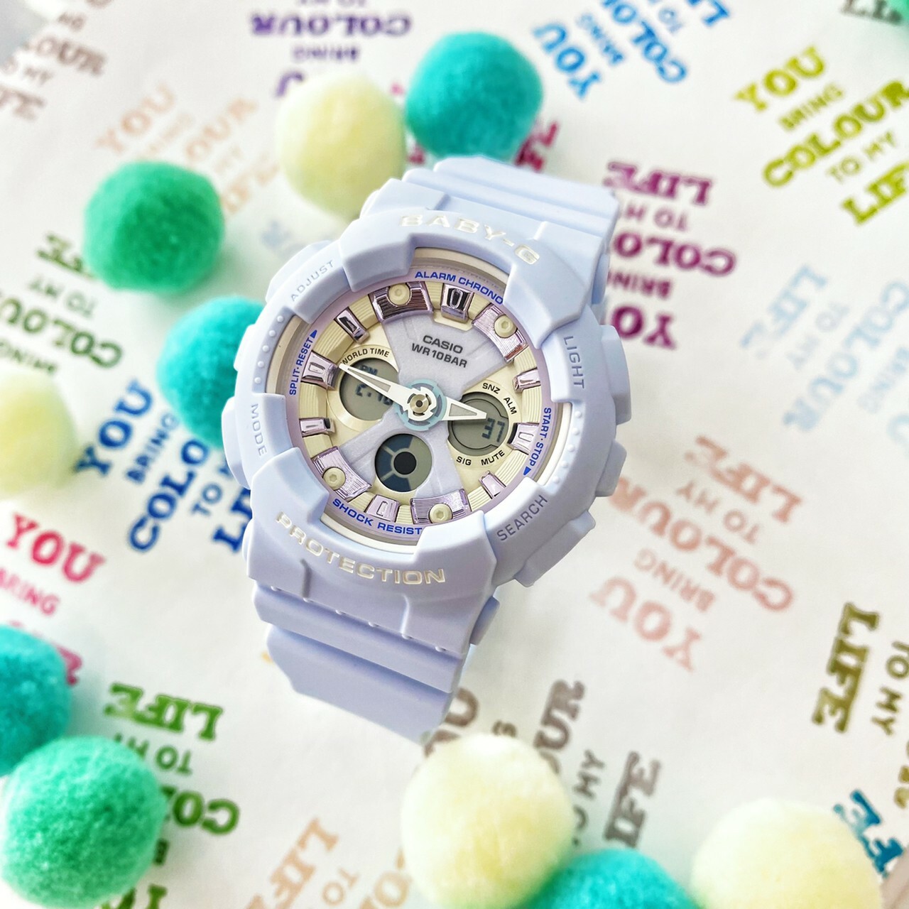 【Baby-G】卡西歐柔美粉嫩色調運動錶BA-130WP-2A (藍) 現代鐘錶