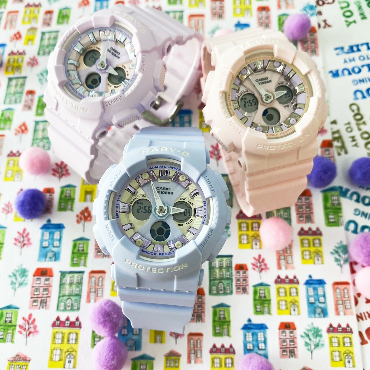 【Baby-G】卡西歐柔美粉嫩色調運動錶BA-130WP-6A (紫) 現代鐘錶