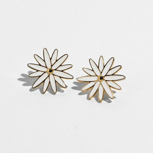 WACKY MARIE MARIE FLOWER EARRING GOLD(white)