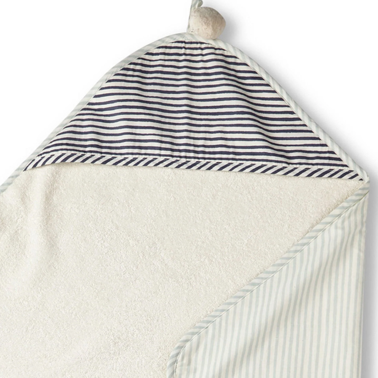 Pehr-條紋寶寶連帽浴巾(Sea)