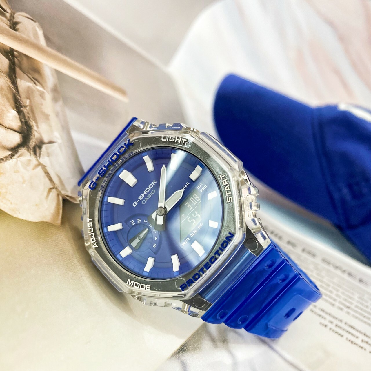 【G-SHOCK 】卡西歐 加勒比海八角殼形登陸GA-2100HC-2A (藍) 現代鐘錶