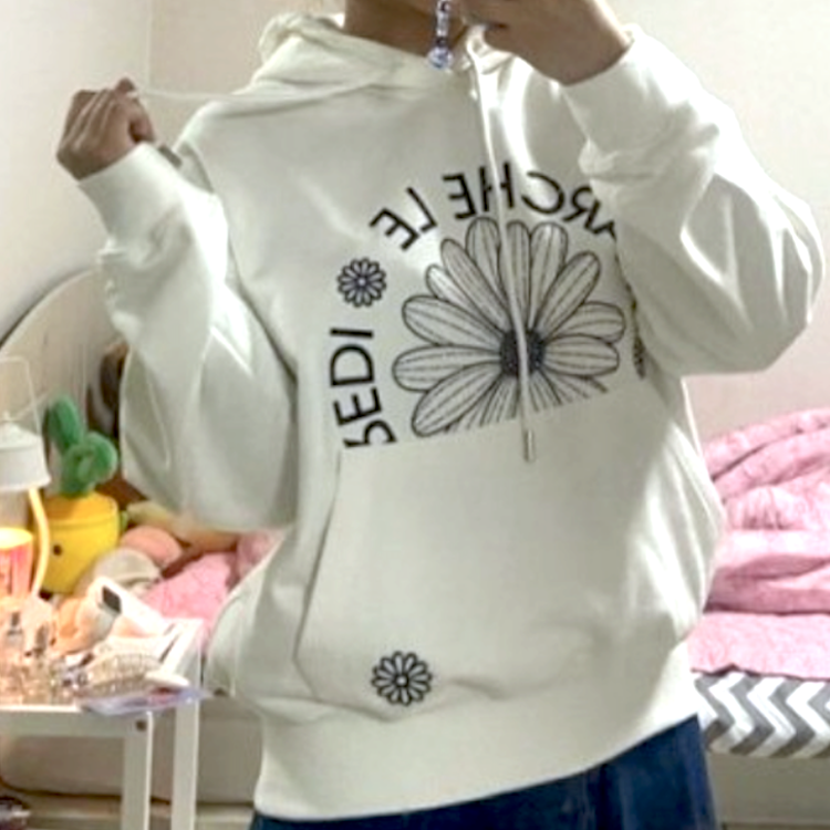 Mardi Mercredi / HOODY MARCHE EMBLEM/フーディー/裏毛/ホワイト Mardi Mercredi◇HOODY MARCHE EMBLEM/フーディー/裏毛/ホワイト Mardi