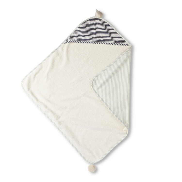 Pehr-條紋寶寶連帽浴巾(Sea)