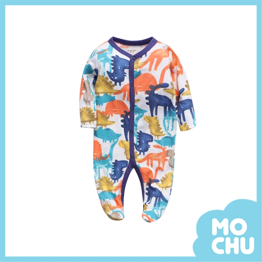 彩色恐龍長袖連身衣(包腳款)
