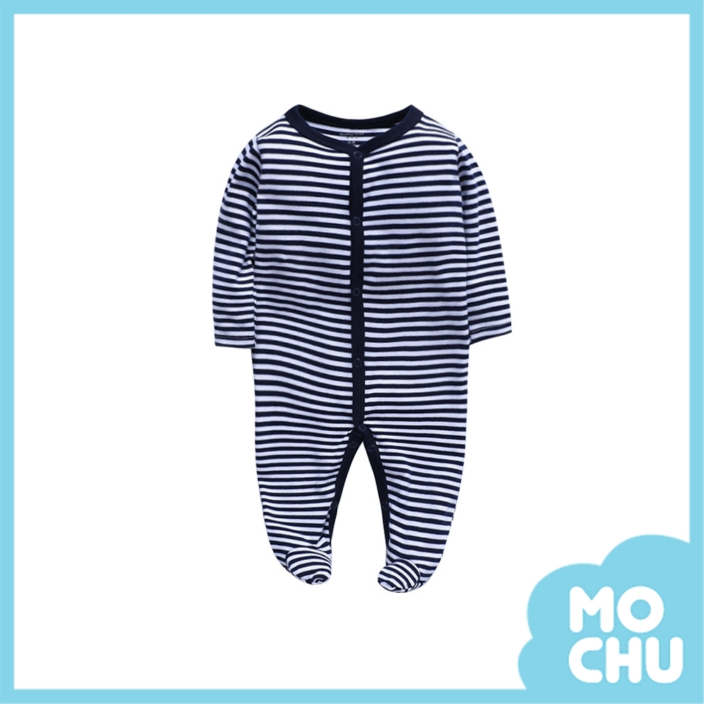 深藍條紋長袖連身衣(包腳款)