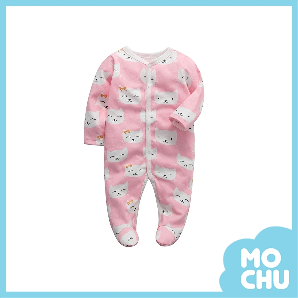 眯眼小貓長袖連身衣(包腳款)