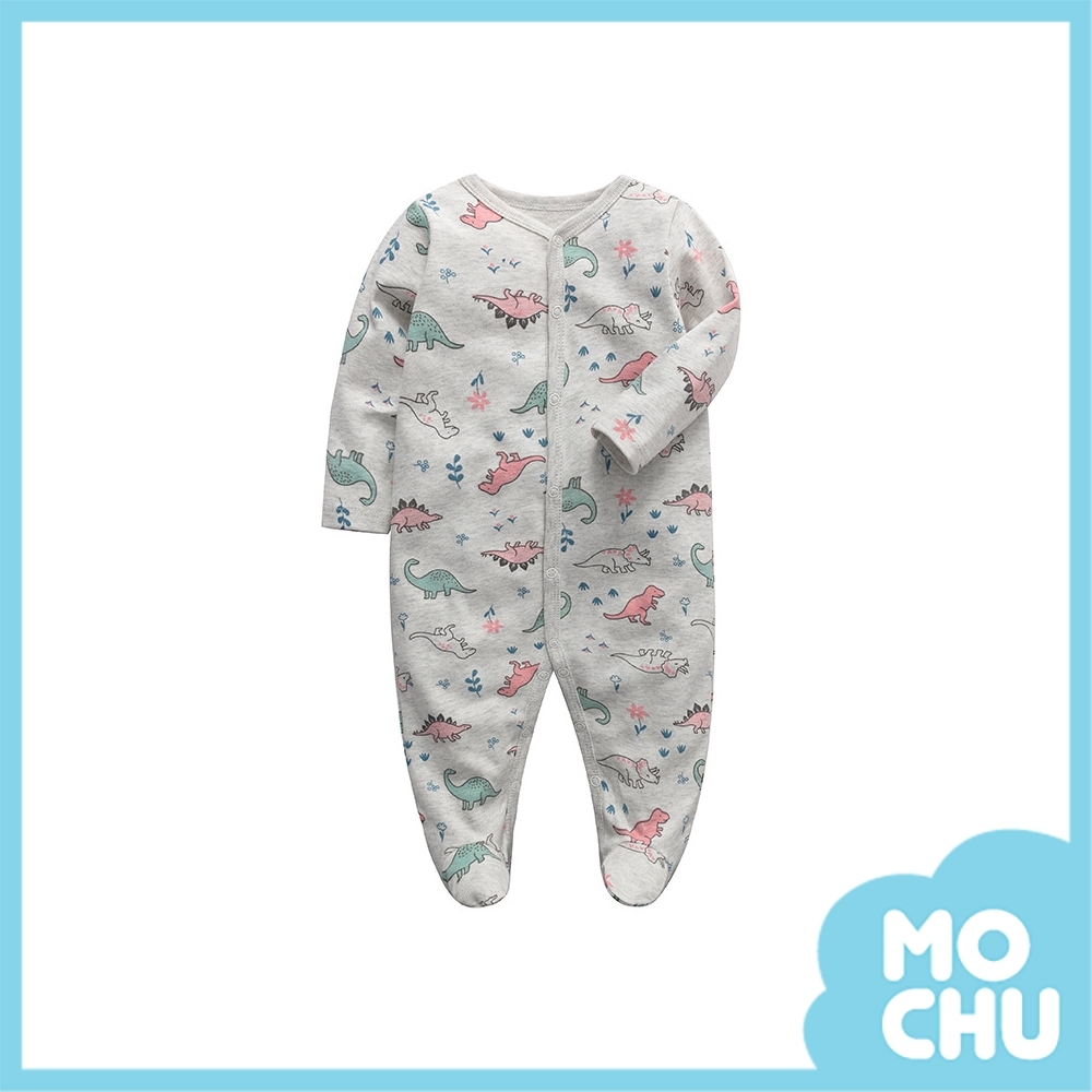 灰色恐龍長袖連身衣(包腳款)