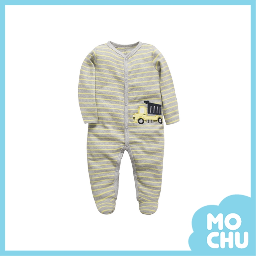 刺繡砂石車長袖連身衣(包腳款)