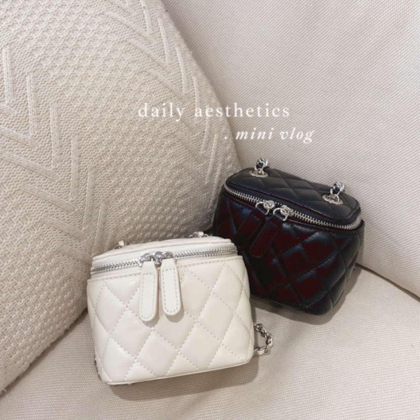 經典小香風皮革菱格盒子包/二色