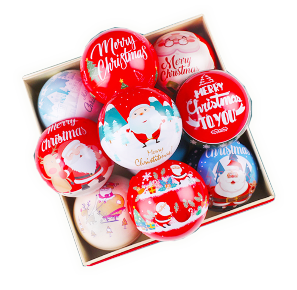 聖誕節馬口鐵球形鐵盒子 M18234