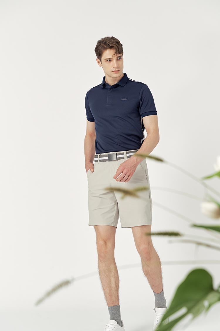 條紋織帶男衫-深藍