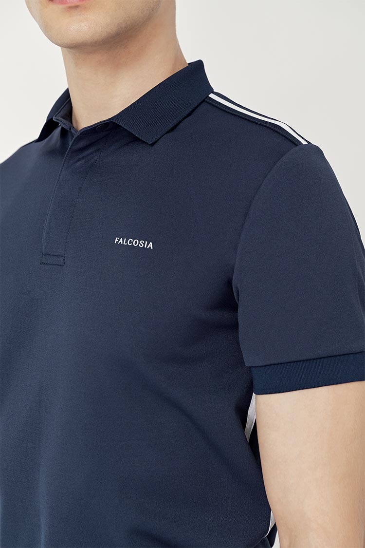 條紋織帶男衫-深藍