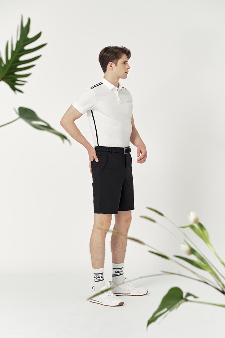 條紋織帶男衫-白