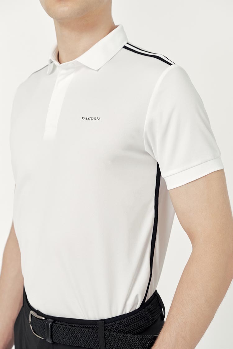 條紋織帶男衫-白