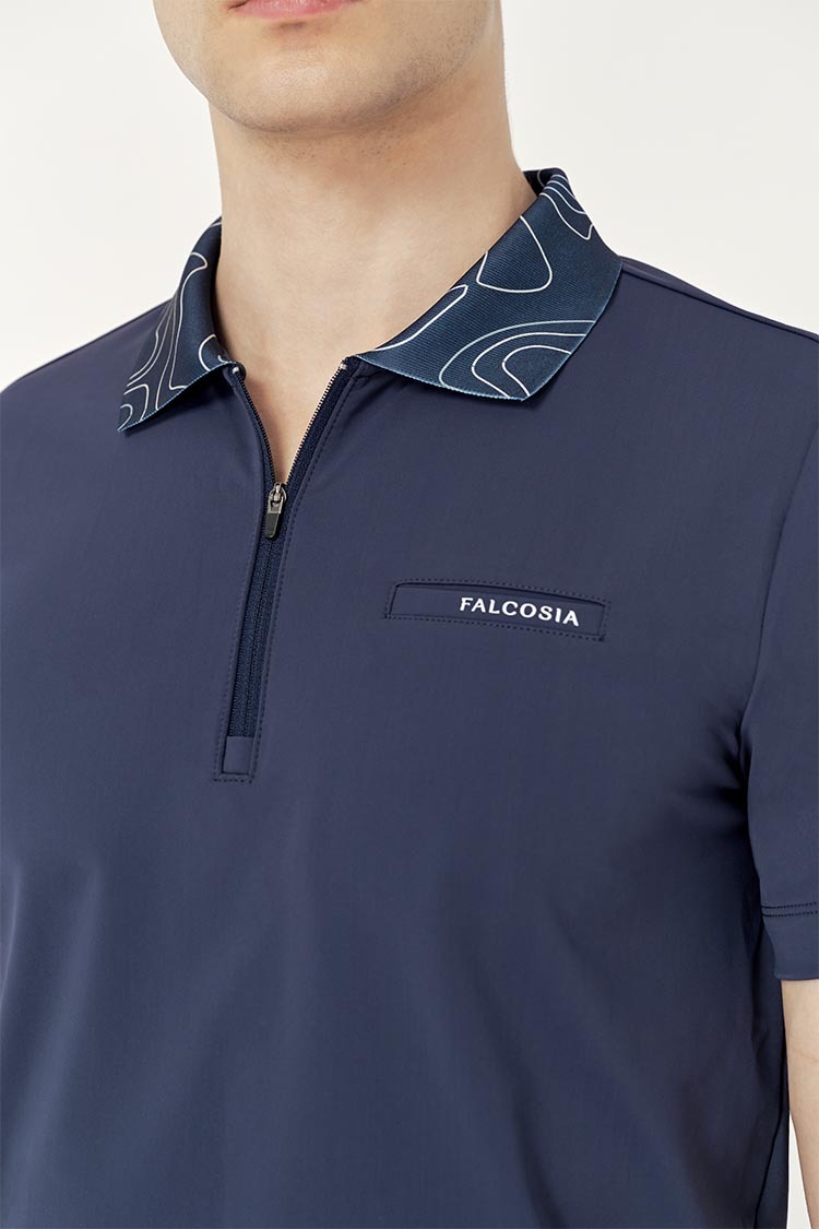 等高線印花男衫-深藍