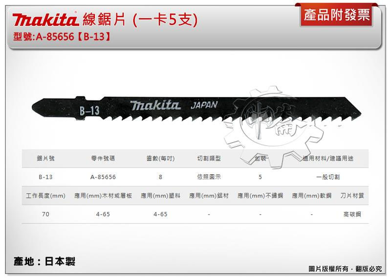 ＊中崙五金【附發票】(來電/來店優惠價) 牧田 A-85656 (B-13) 線鋸片 數量5支 高碳鋼材質 適用一般切割