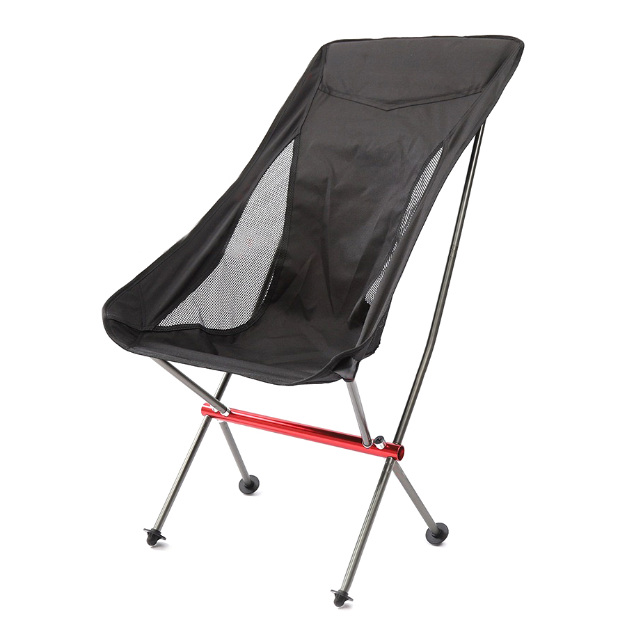 Camping Gear - 高背輕量戶外露營鋁合金折叠椅 沙灘椅Camping Outdoor Chair(黑色)