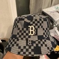 [S] MLB CHECKER BOARD DENIM BUCKET HAT,BLACK, 3AHTCC12NK0001-43BKS (SMLB156)