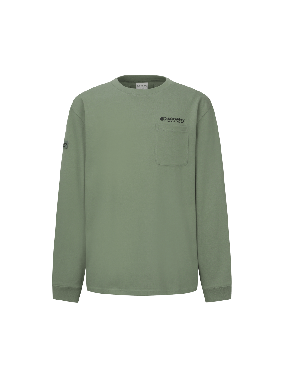 Discovery 口袋 長袖 棉質 墨綠色 男