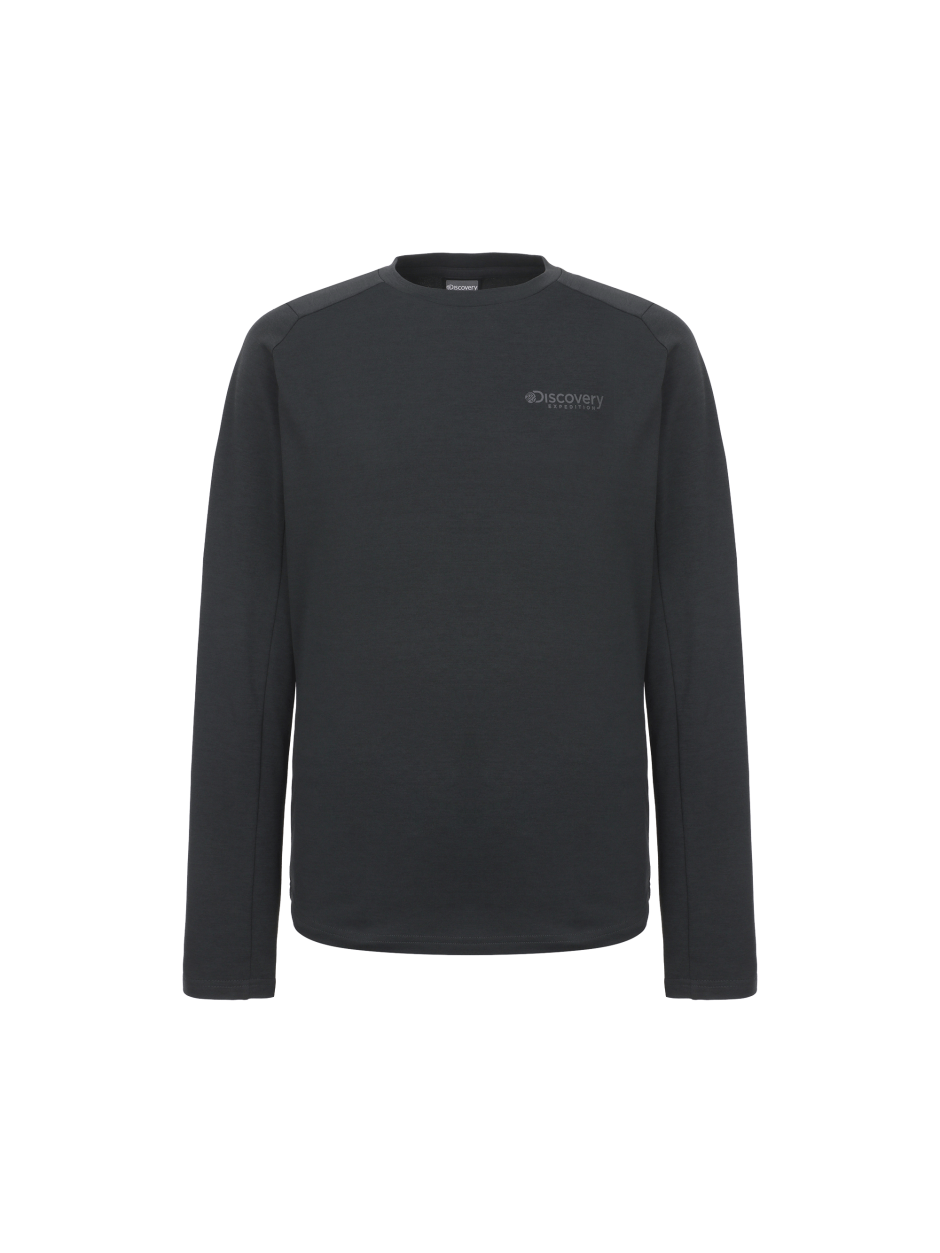 Discovery 圓領 長袖 輕便 碳灰色 男