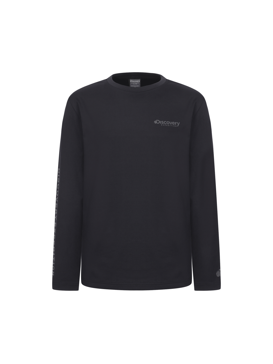 Discovery 刻字 Air Heat 圓領 長袖 黑色 男