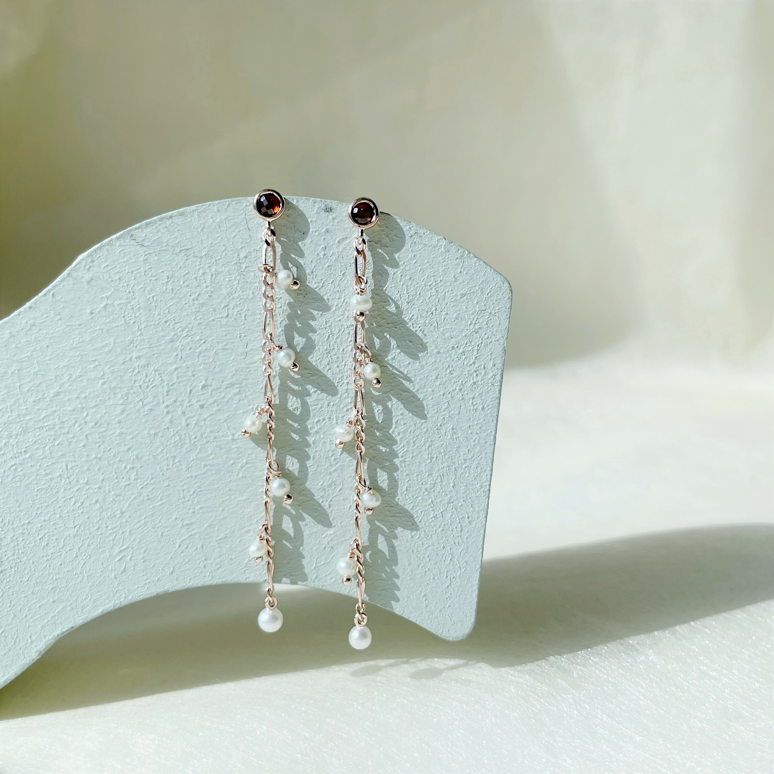 Mermaid小圓石榴珍珠耳鍊