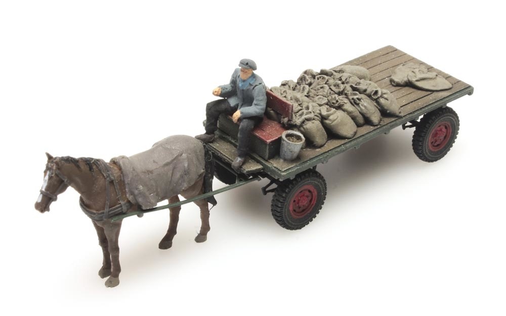 Artitec 387.276 HO規 Coal cart with horse 馬與煤車