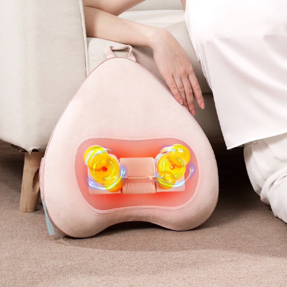 多功能電動紅外線3D按摩靠枕-兩色