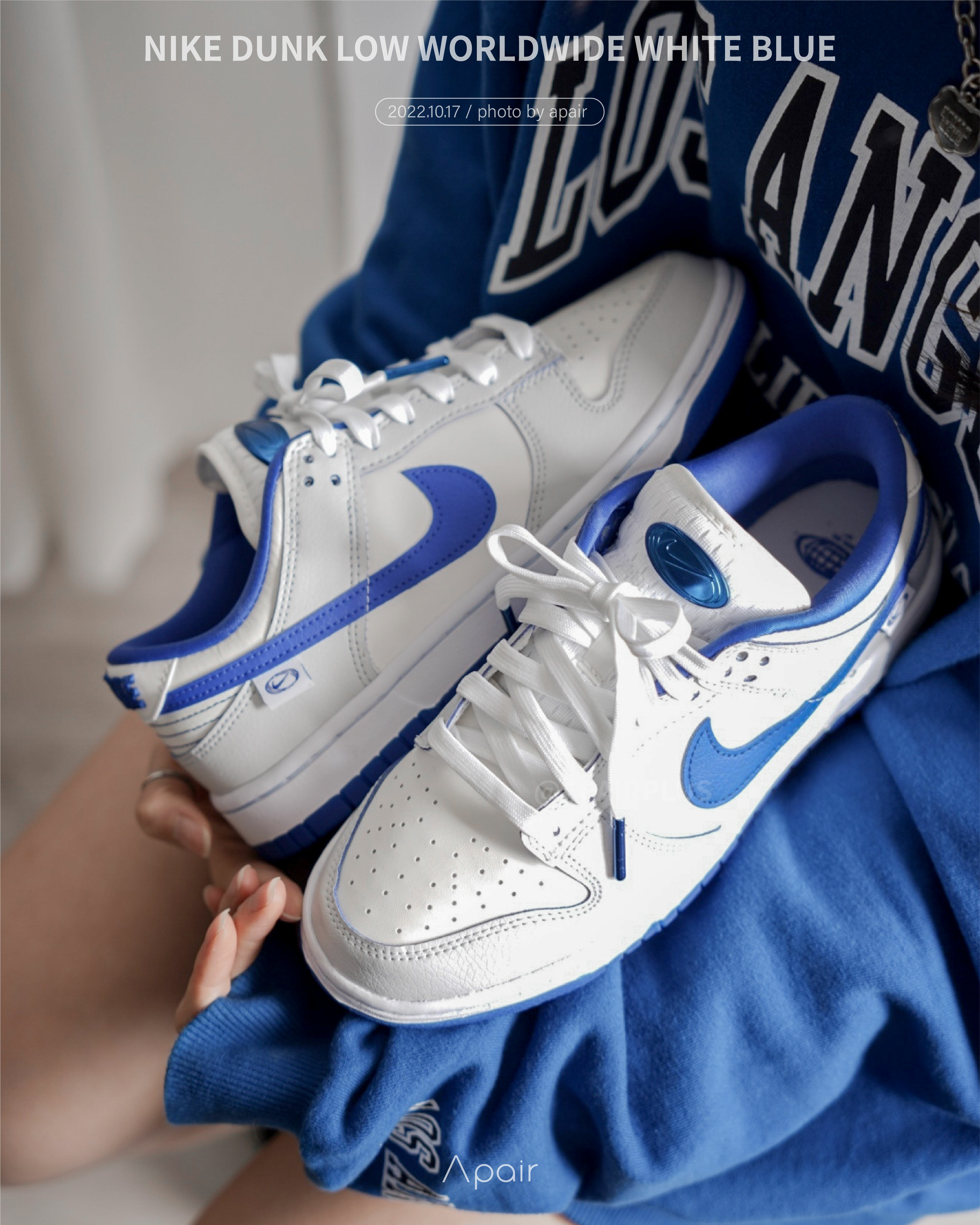 APAIR】現貨Nike Dunk low Worldwide White Blue 白藍女款FB18