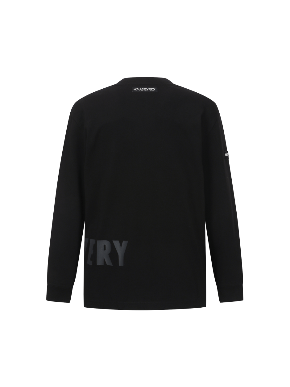 Discovery 棉質刻字 大字 Air Heat 長袖 黑色 男