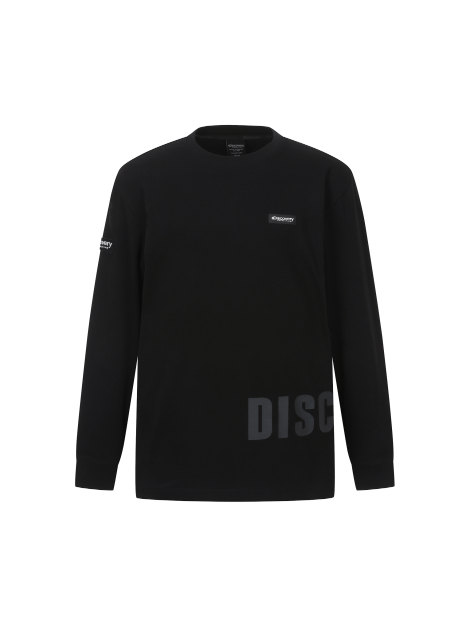 Discovery 棉質刻字 大字 Air Heat 長袖 黑色 男
