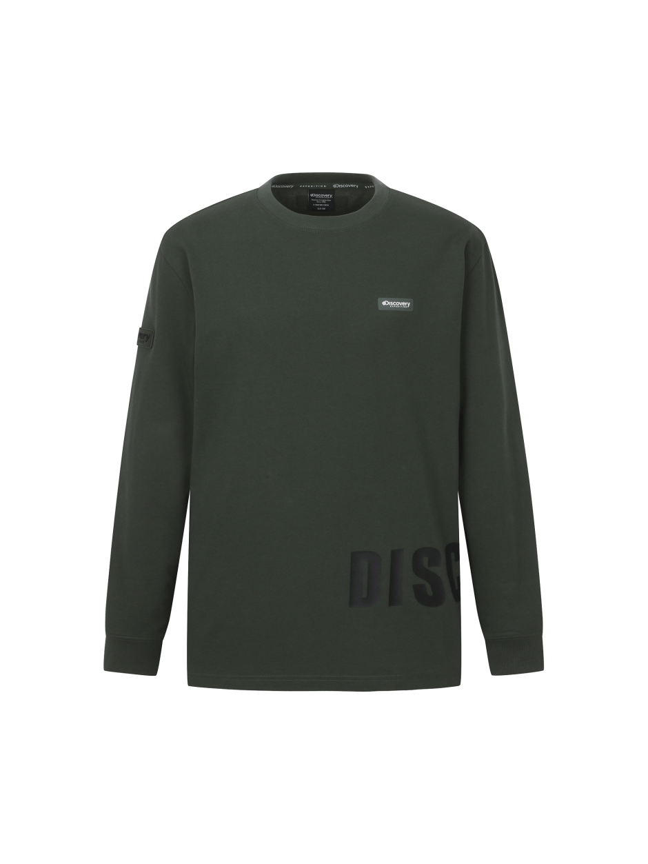 Discovery 棉質刻字 大字 Air Heat 長袖 碳黑色 男