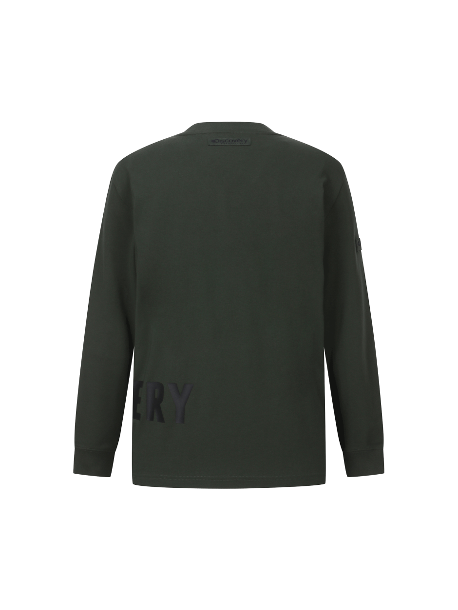 Discovery 棉質刻字 大字 Air Heat 長袖 碳黑色 男