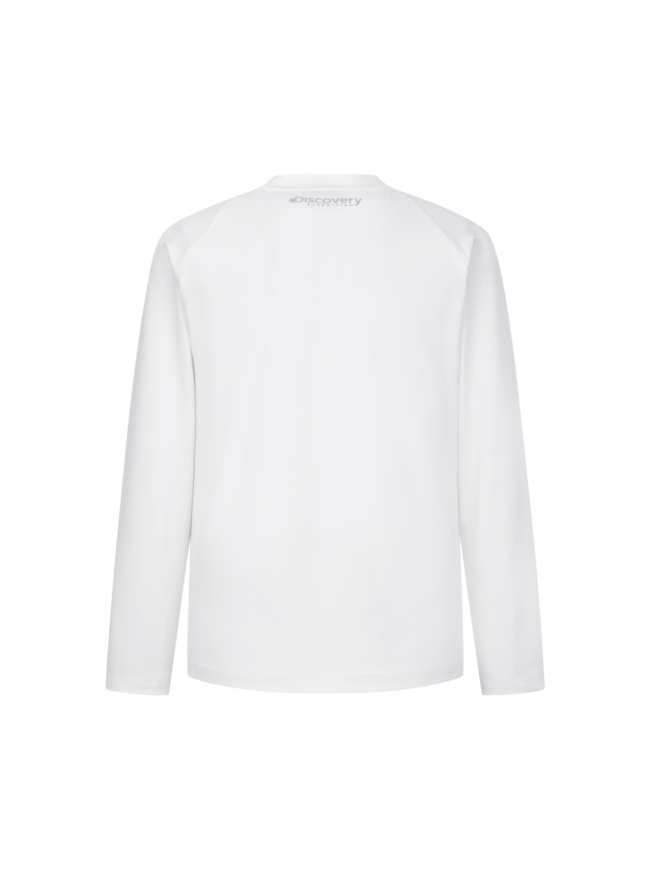 Discovery 圓領 小標LOGO 長袖  白色 男