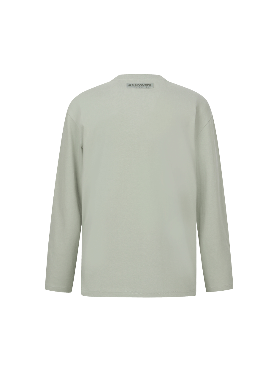 Discovery 圓領 棉質 Air Heat 小LOGO 長袖 綠色 男