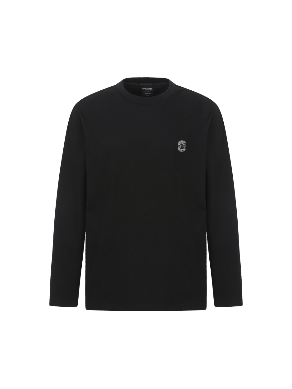 Discovery 圓領 棉質 Air Heat 小LOGO 長袖 黑色 男