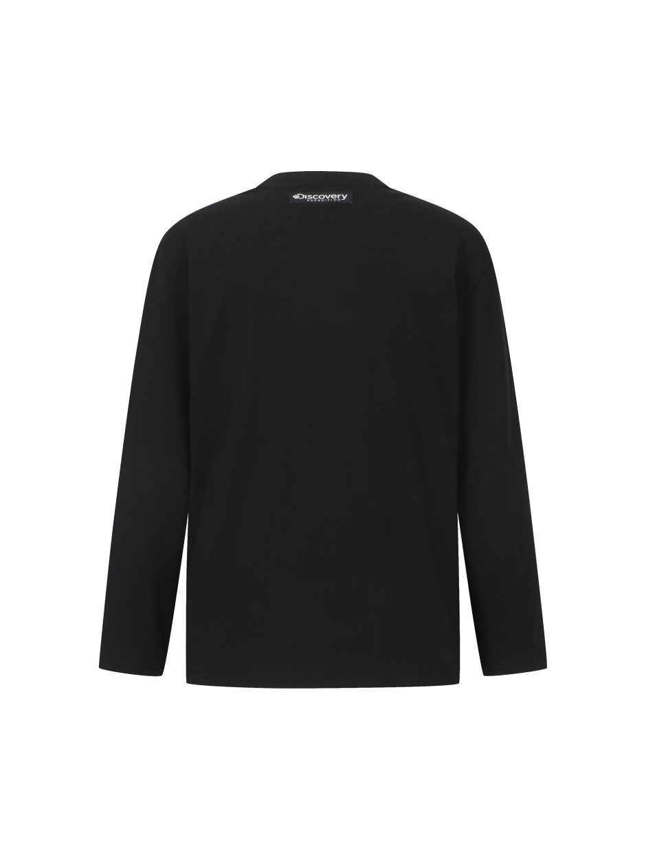 Discovery 圓領 棉質 Air Heat 小LOGO 長袖 黑色 男