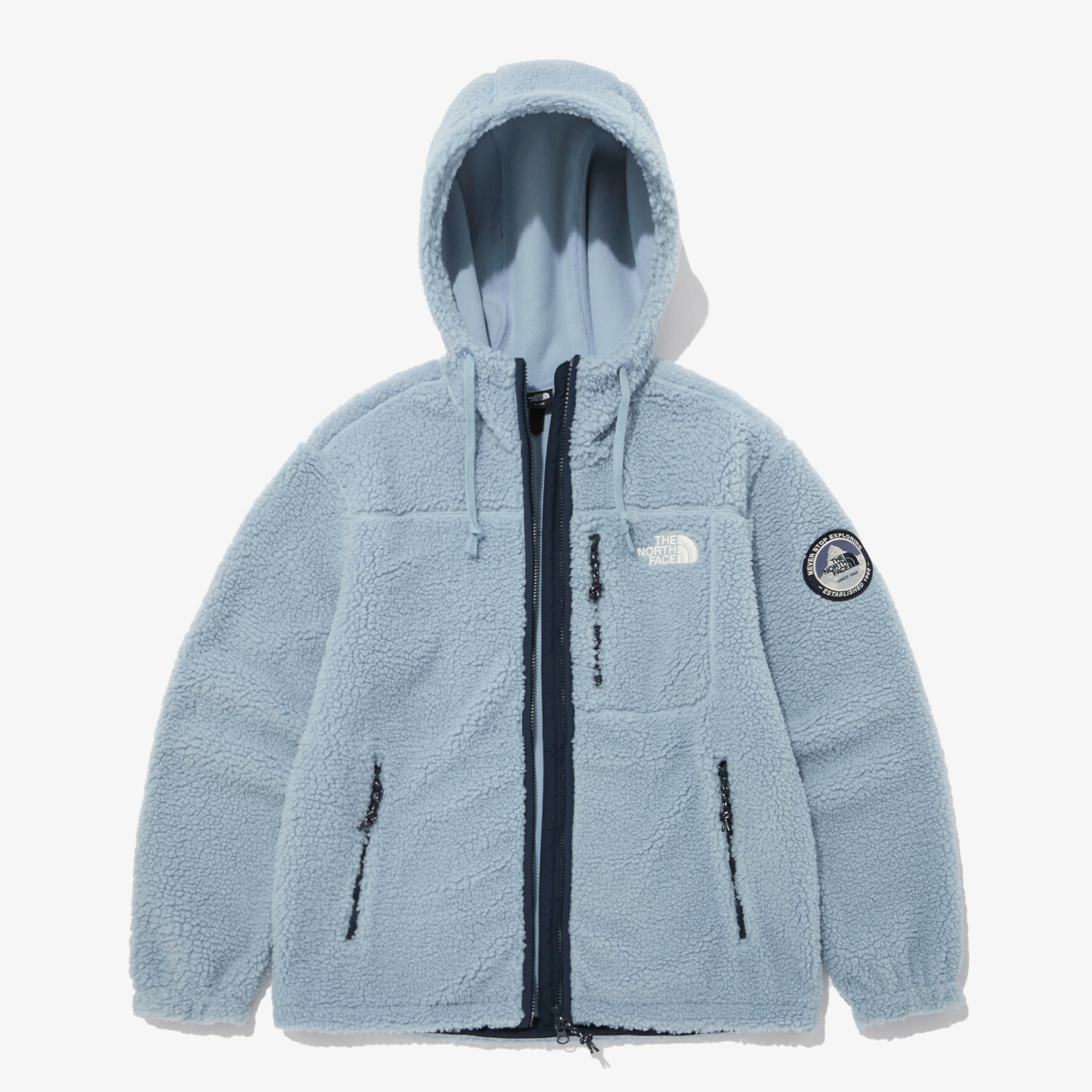 THE NORTH FACE PLAY GREEN FLEECE 毛絨 連帽外套 淺藍 NJ4FN57D