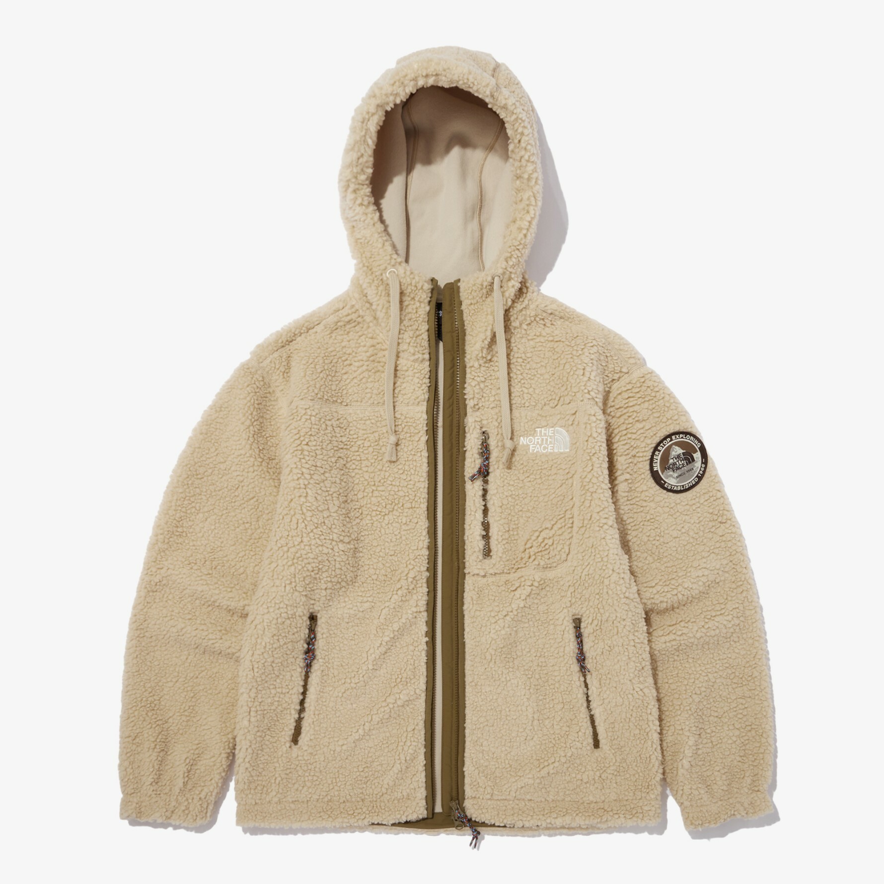 THE NORTH FACE PLAY GREEN FLEECE 毛絨 連帽外套 奶茶 NJ4FN57C