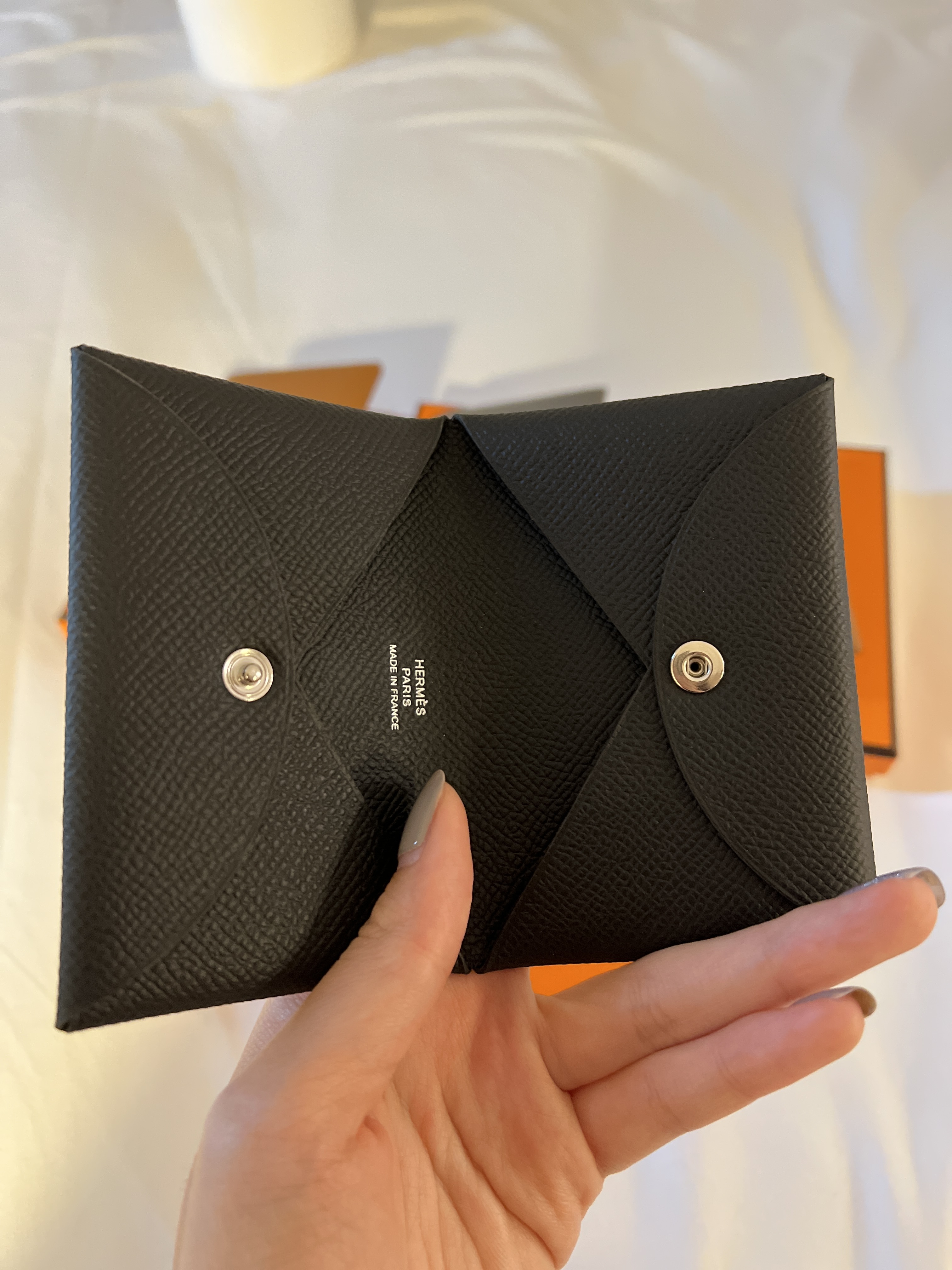 Hermes Calvi Card Holder Black color