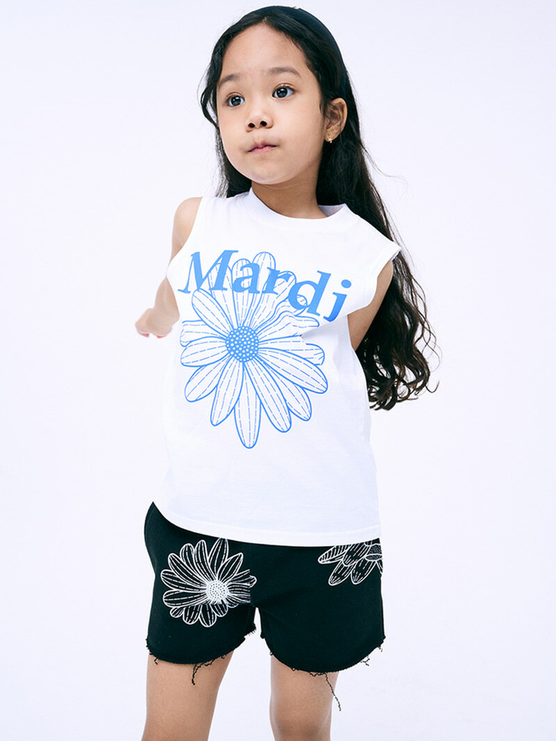 Mardi Mercredi KIDS SLEEVELESS FLOWERMARDI_WHITE BLUE