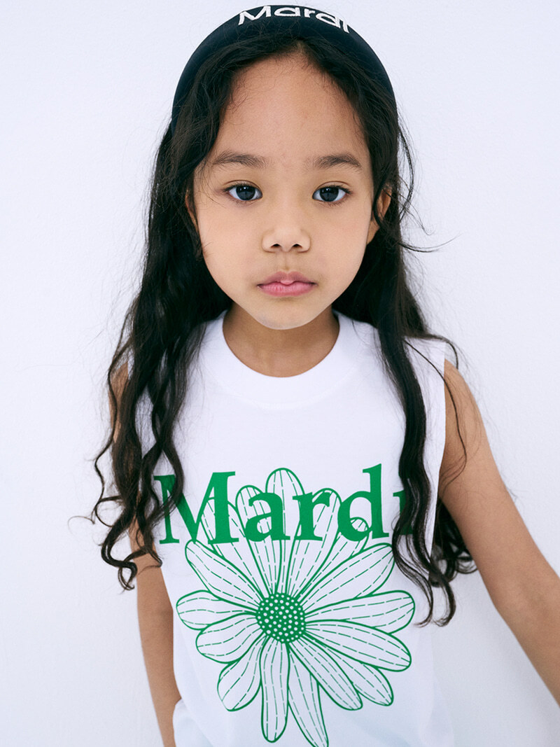 Mardi Mercredi KIDS SLEEVELESS FLOWERMARDI_WHITE GREEN