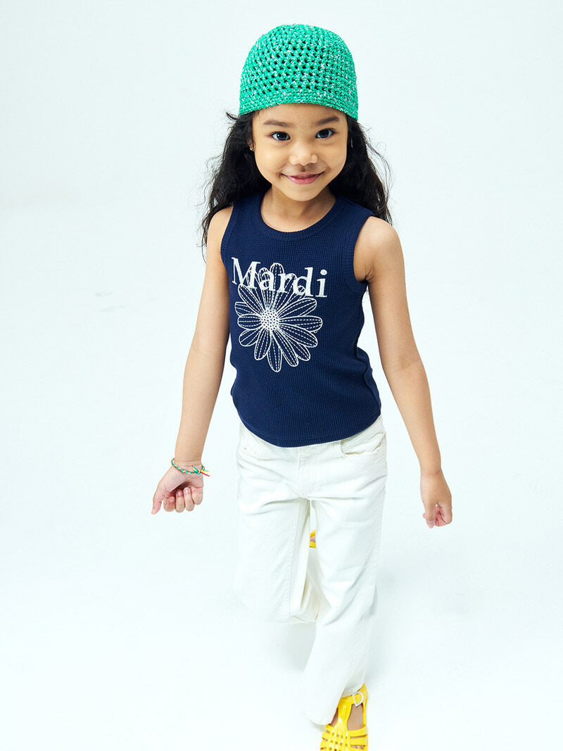 Mardi Mercredi KIDS RIBBED MINI TANK_NAVY IVORY