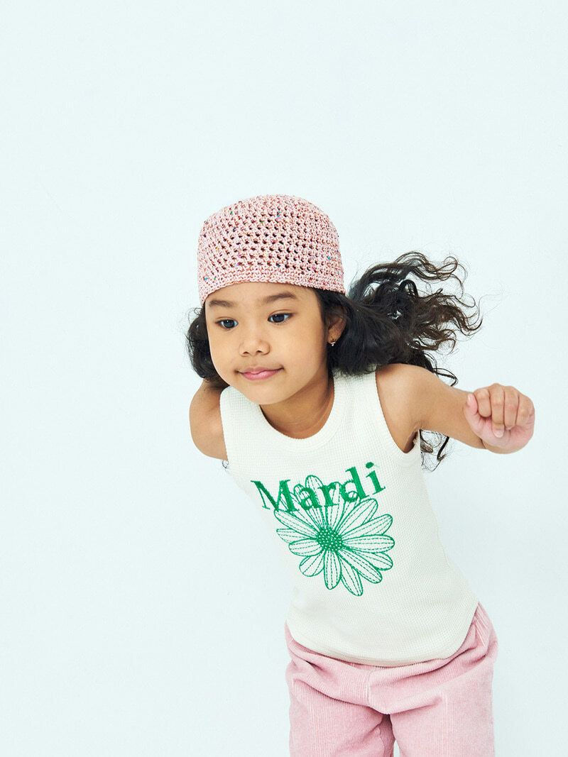 Mardi Mercredi KIDS RIBBED MINI TANK_IVORY GREEN