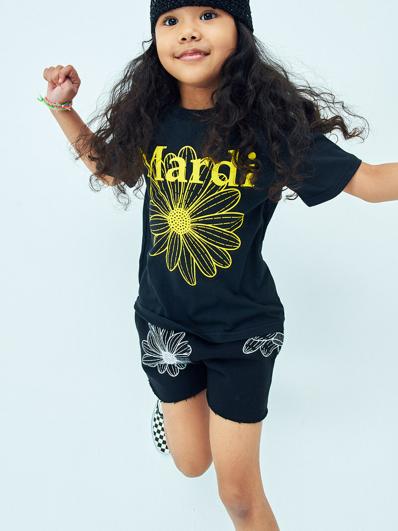 Mardi Mercredi KIDS TSHIRT FLOWERMARDI_BLACK YELLOW