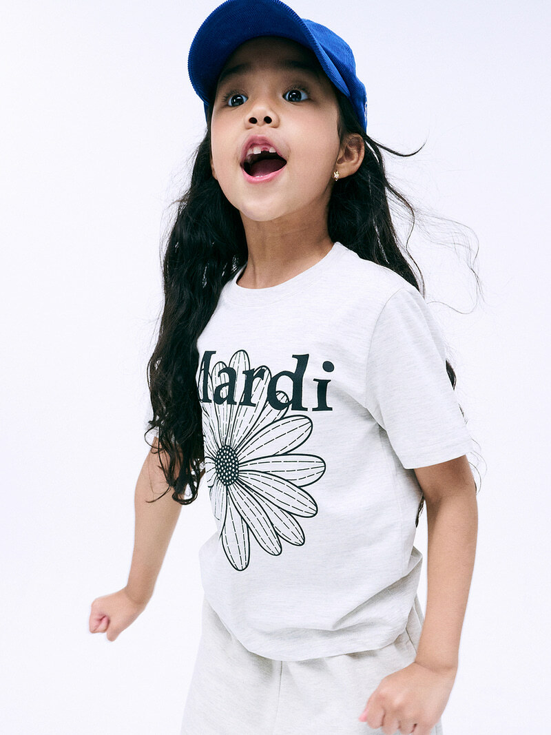Mardi Mercredi KIDS TSHIRT FLOWERMARDI_OATMEAL BLACK