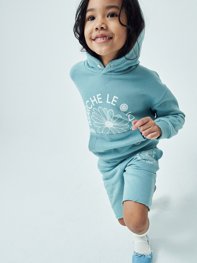 Mardi Mercredi KIDS HOODY MARCHE EMBLEM [ROCKFISH]_MINT IVORY